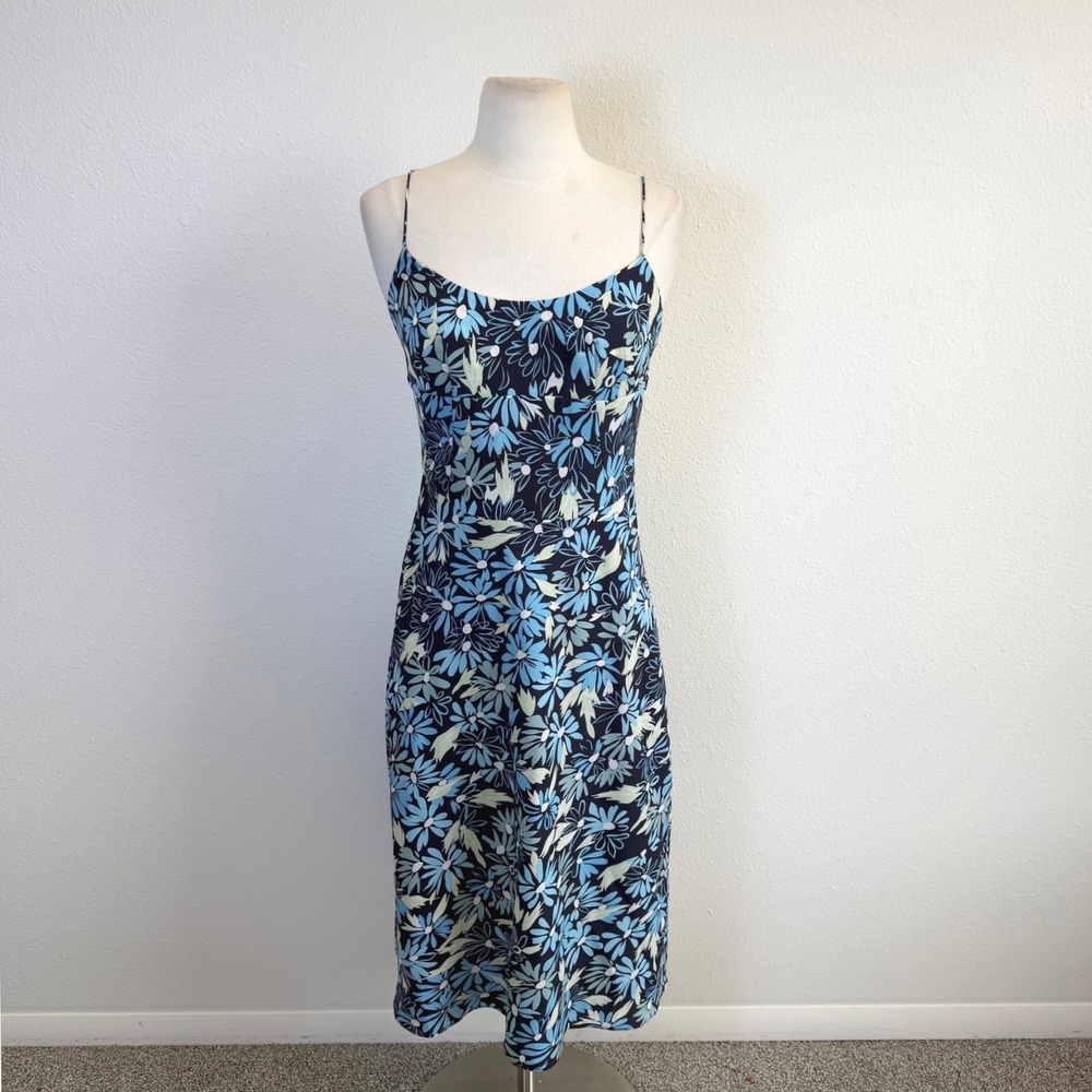 Express Y2K Blue Floral Slip Dress Womens XSmall Retro Twee Coquette Vacation
